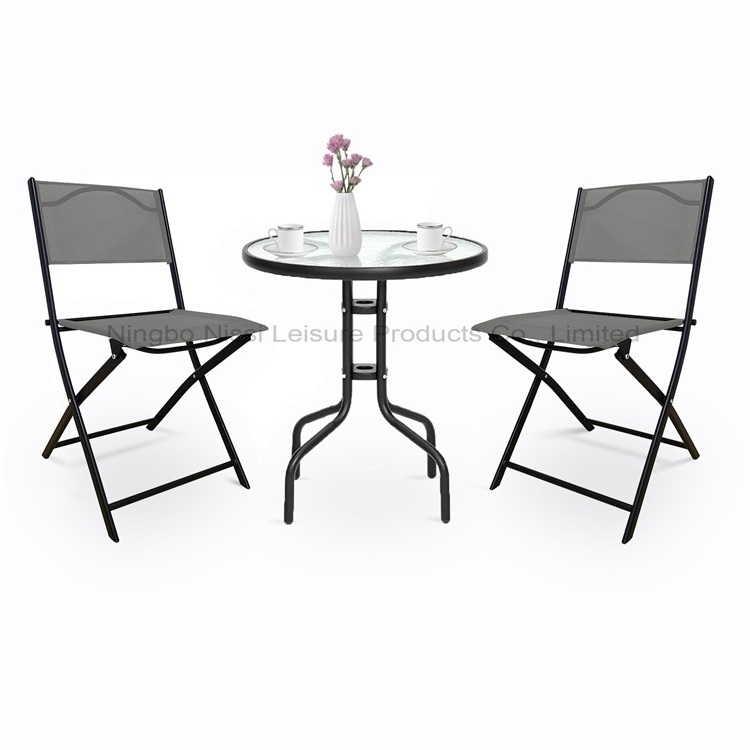 3 Piece Outdoor Metal Steel Frame Patio Garden Backyard Bistro Set Balcony Furniture