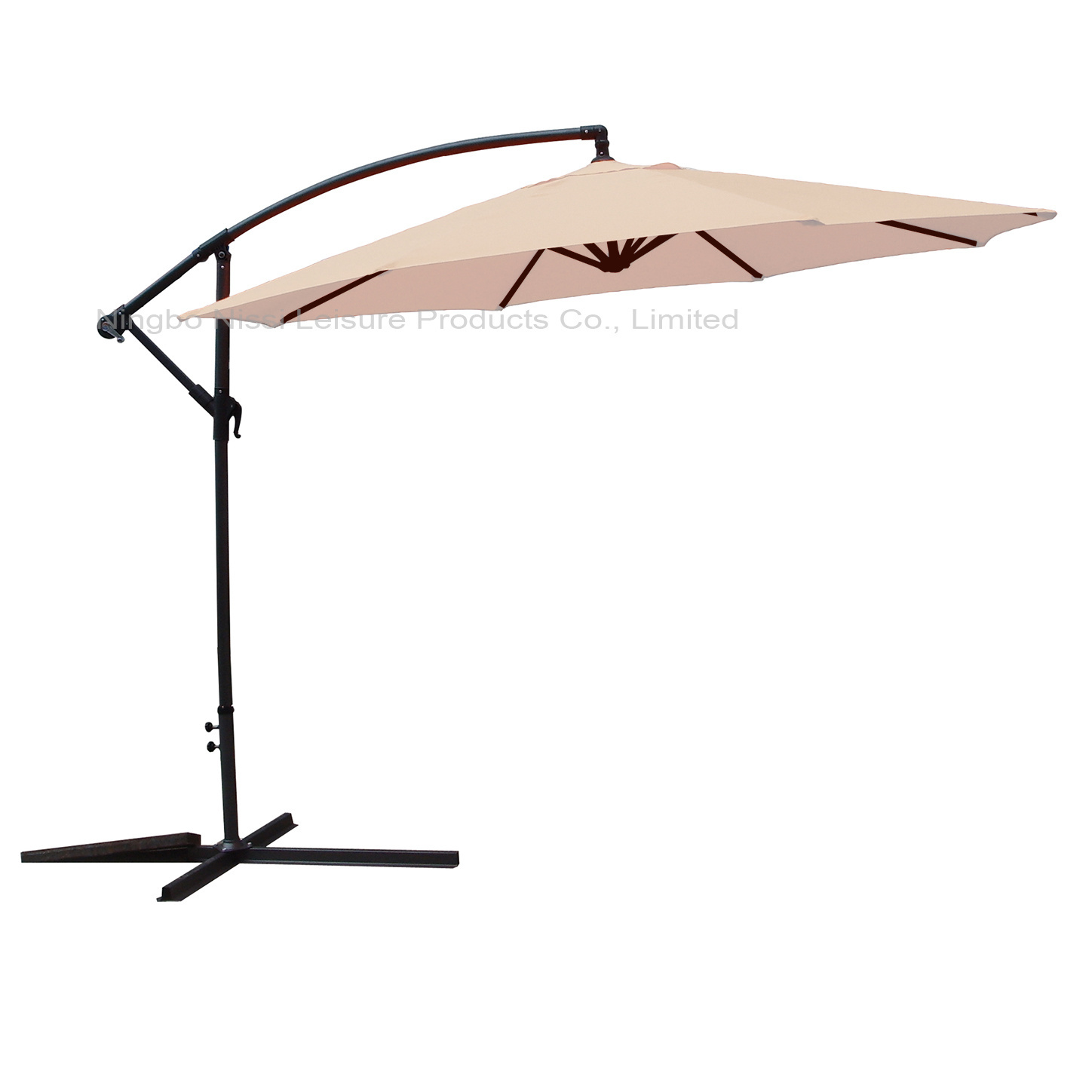 Outdoor Backyard Deck Cantilever Hanging Patio Umbrella Banana Umbrella Parasol with Crank with Cross Base