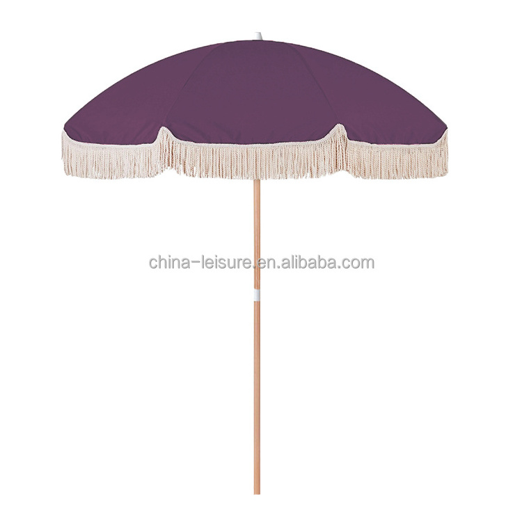 Cheap Outdoor Patio Fringe Tassel Beach Umbrella with Tassels