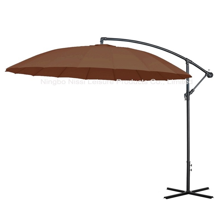 Outdoor Fiberglass Cantilever Offset Hanging Parasol Terrace Garden Patio Umbrella