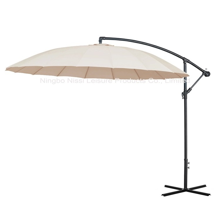 Outdoor Fiberglass Cantilever Offset Hanging Parasol Terrace Garden Patio Umbrella