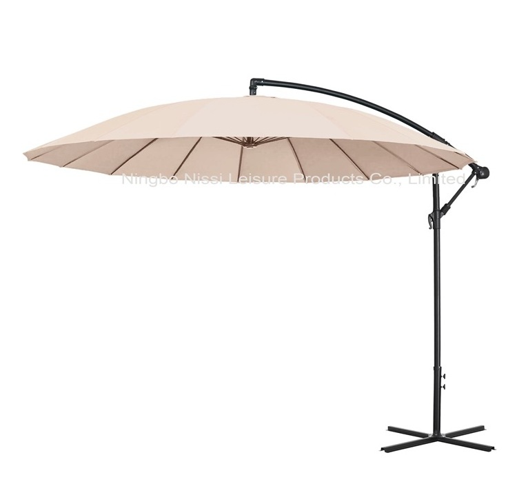 Outdoor Fiberglass Cantilever Offset Hanging Parasol Terrace Garden Patio Umbrella