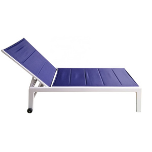 Outdoor Aluminum Pool Furniture  Garden Padding Sun Lounger Sunbed Chair Beach Chaise Lounge KD With Wheel