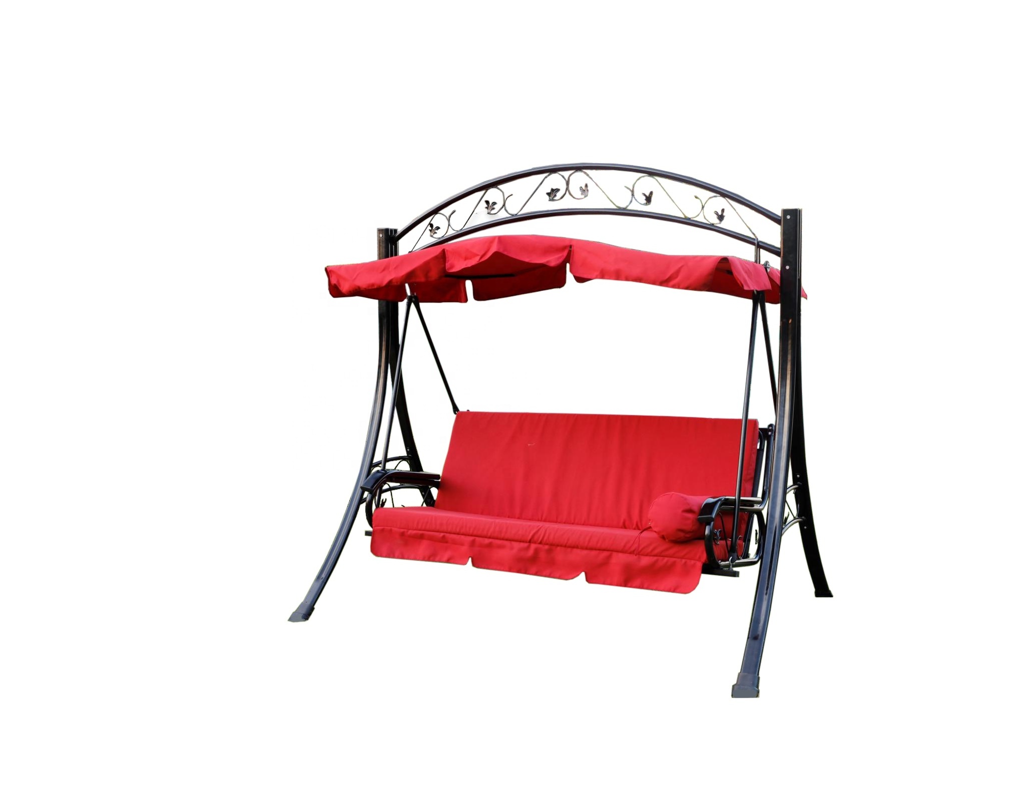 Outdoor three-person rocking chair with cushion with sunshade swing luxury swing chair