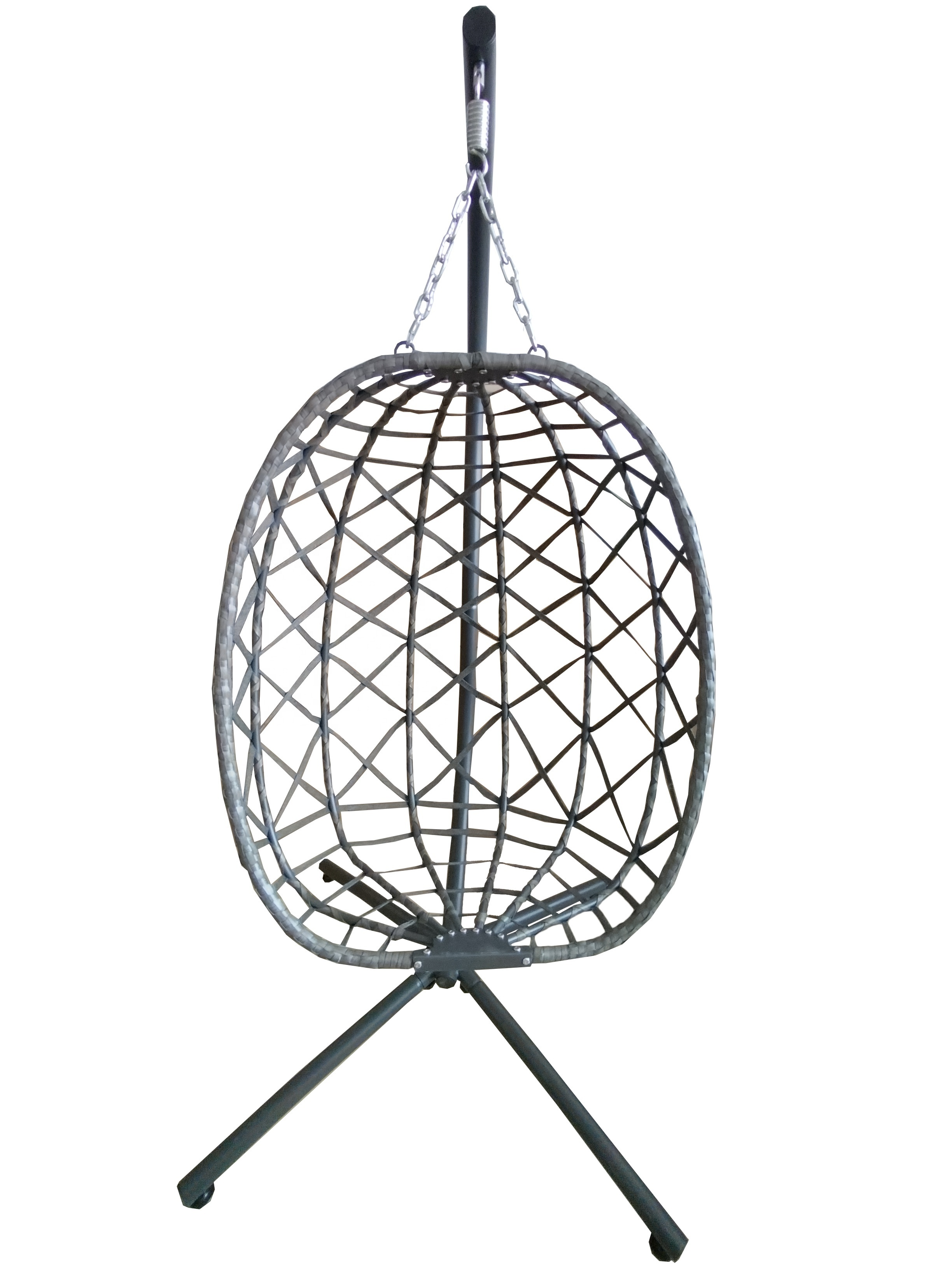 Outdoor Indoor Garden  Patio Foldable Metal Steel Frame Rattan Swing Chair Egg Hanging Chair With Stand