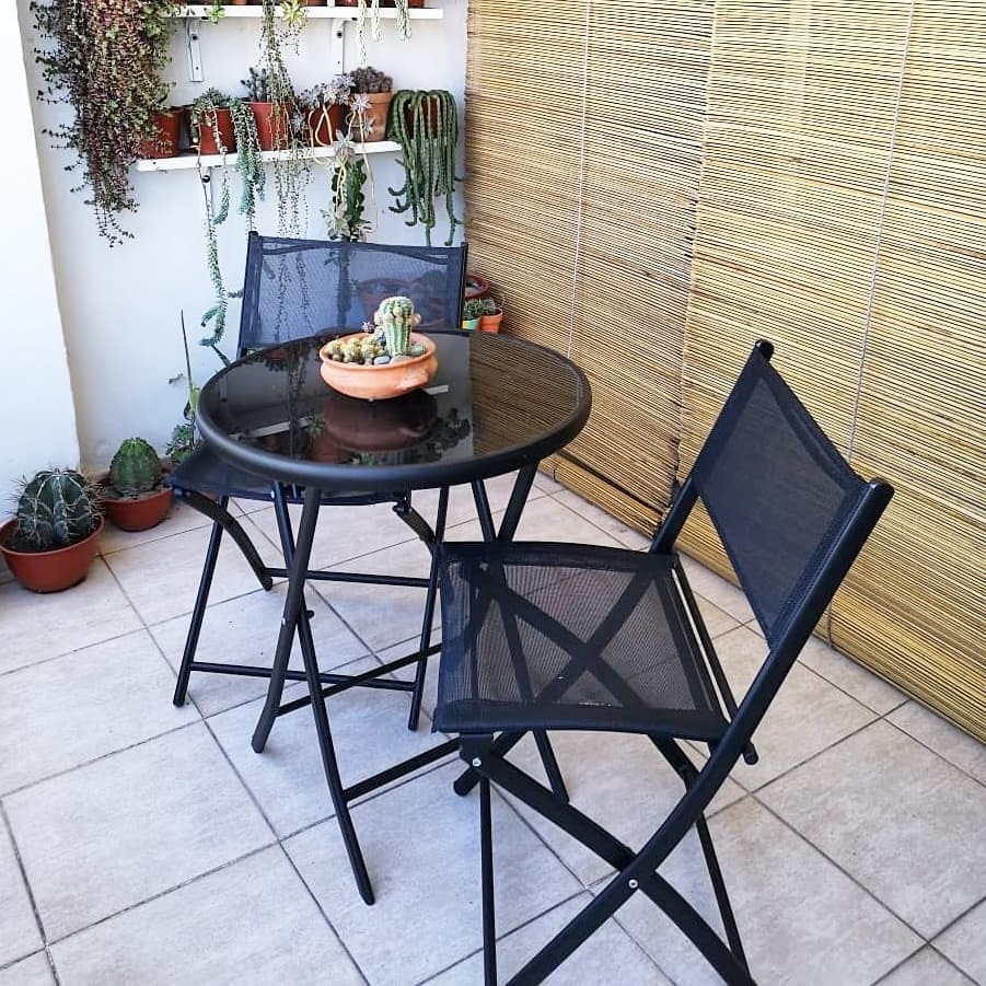 French Style Black Foldable Balcony Bistro Table Sets Apartment Balcony Backyard Patio Furniture