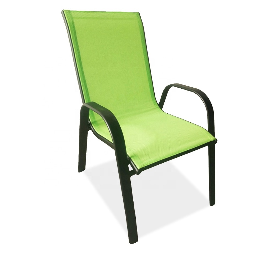 Outdoor Green Patio Garden Metal Steel Sling Stackable Stacking Chair Armchair