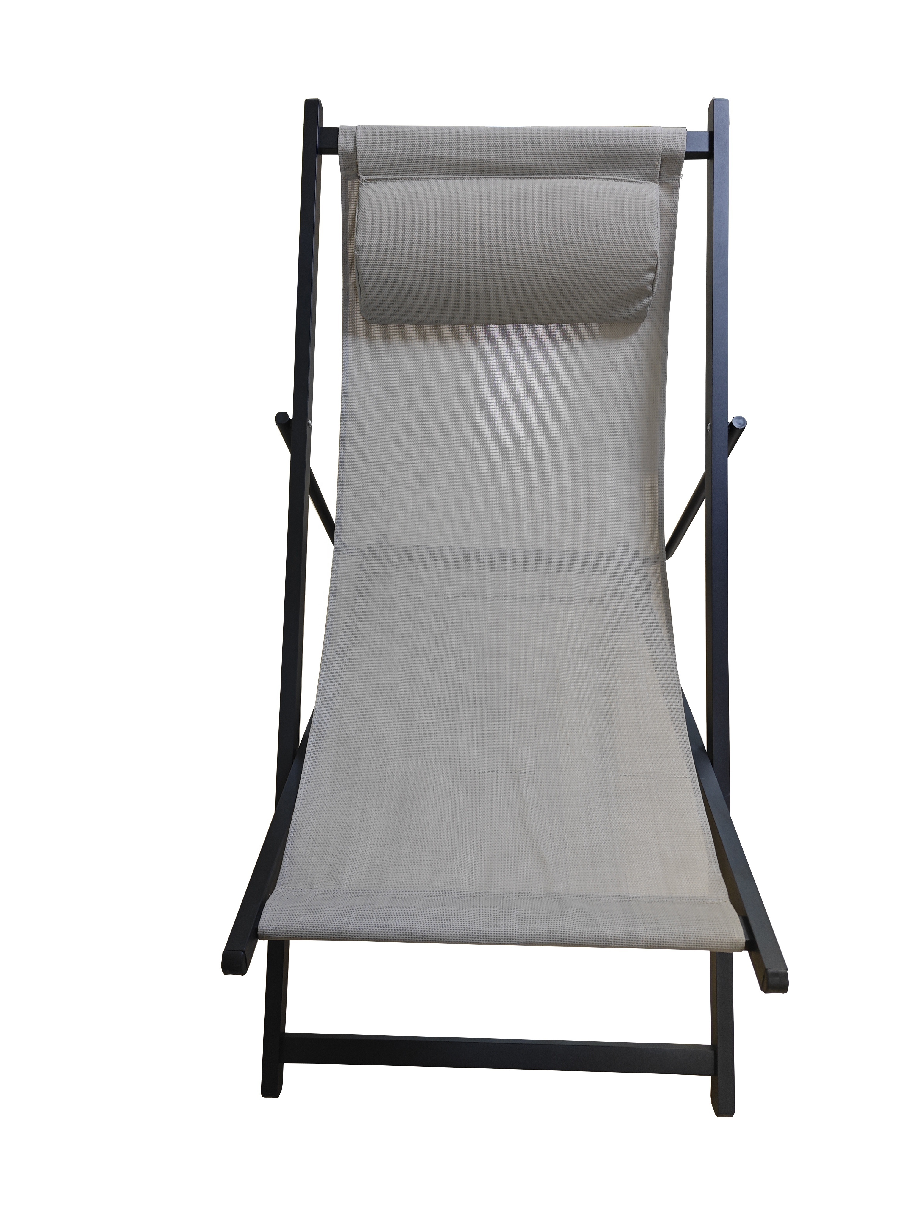 Cheap Outdoor Metal Aluminum Steel Sling Reclining Folding Beach Chair Pool Sun Lounger Deck Chair Teslin Garden Chaise Lounge