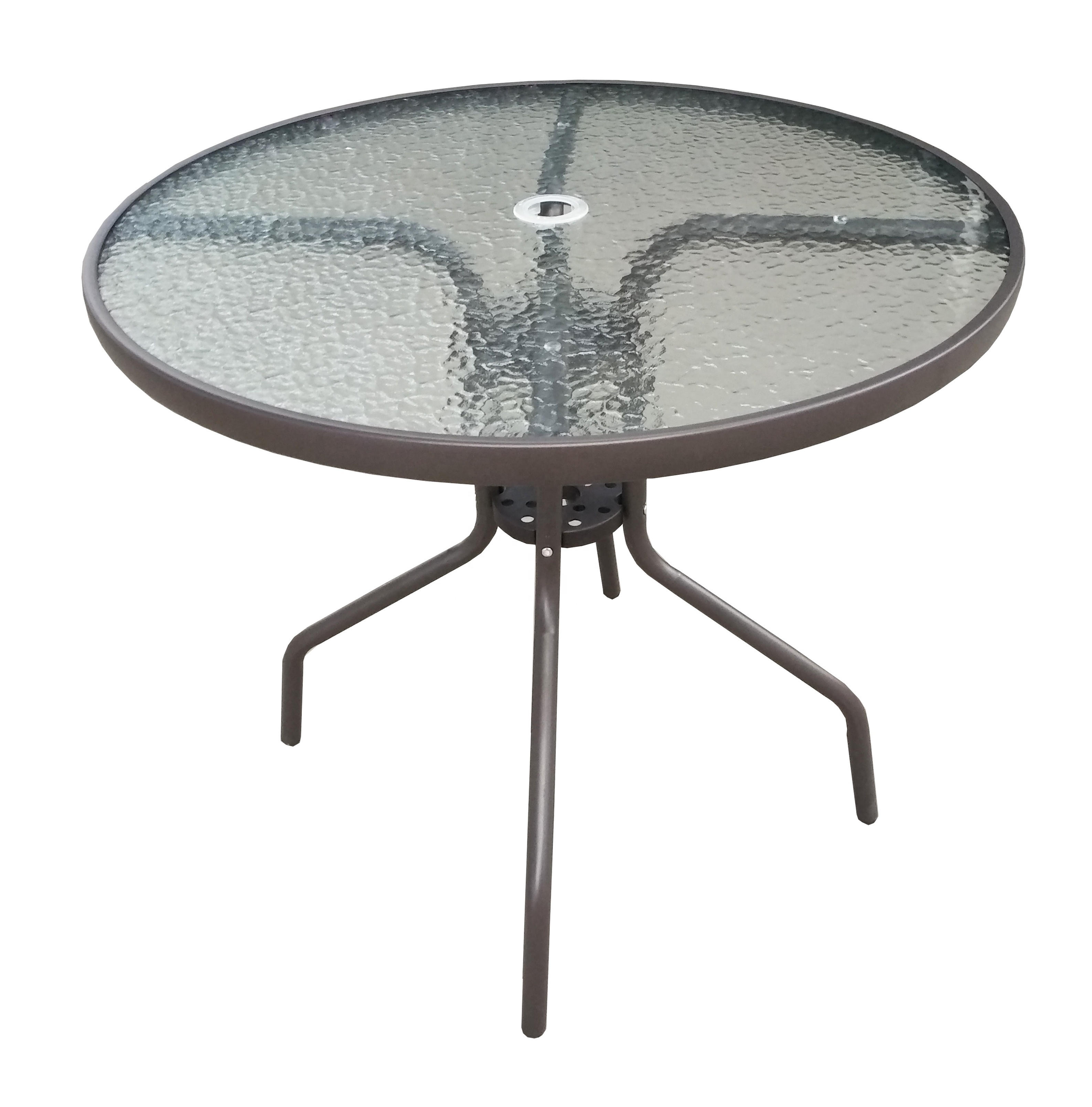 Metal Tempered Glass Outdoor Bistro Round Patio Garden Table Garden