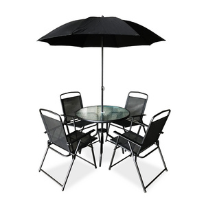 6 Piece Modern Outdoor Promotional Out door Dining Metal Folding Table Chair Garden Patio Outdoor Furniture with Umbrella