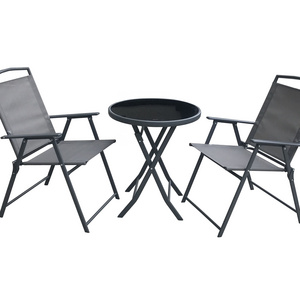 3 Piece Outdoor Garden Furniture Patio foldable iron Garden Set, 2 Seats,Round table