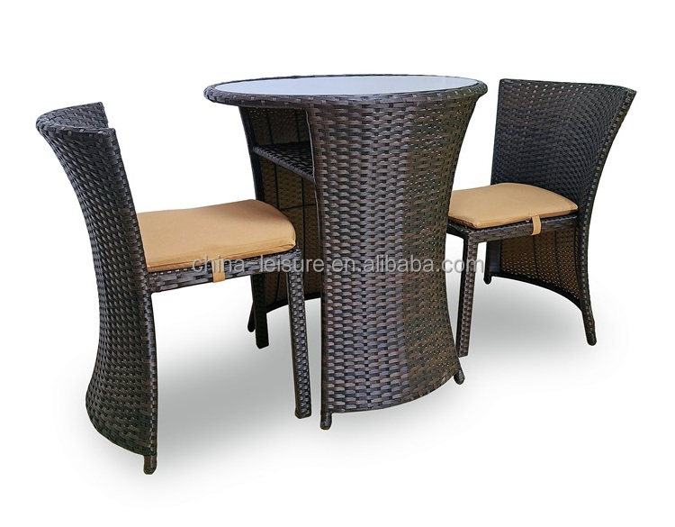 Space Saving 3 Piece PE Poly Rattan Ratan  Home and Garden Furniture Outdoor Balcony Garden Patio Bistro Set