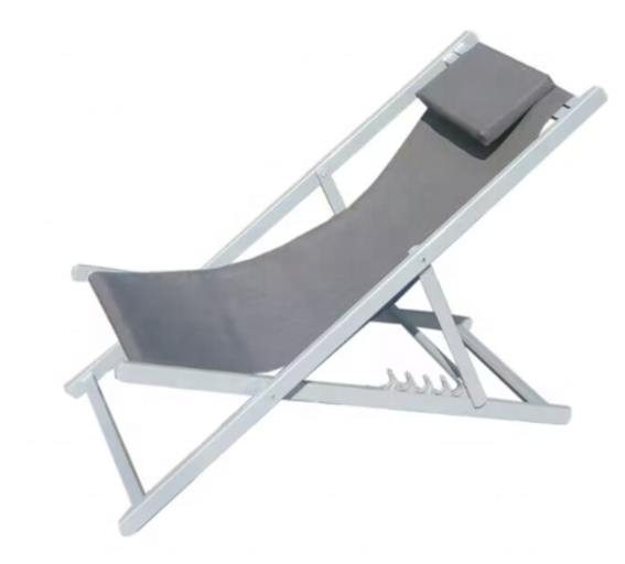 Outdoor Aluminum Sling Reclining Folding Beach Chair Pool Sun Lounger Deck Chair Garden Chaise Lounge