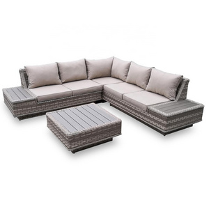 Outdoor Luxury  Patio Poly Rattan Lounges Corner Garden Sofas with Side Tables