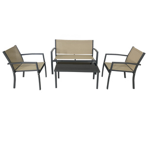 Cheap 4PCS Outdoor  Metal Iron Garden Patio Furniture Set With 4 Seats  KD