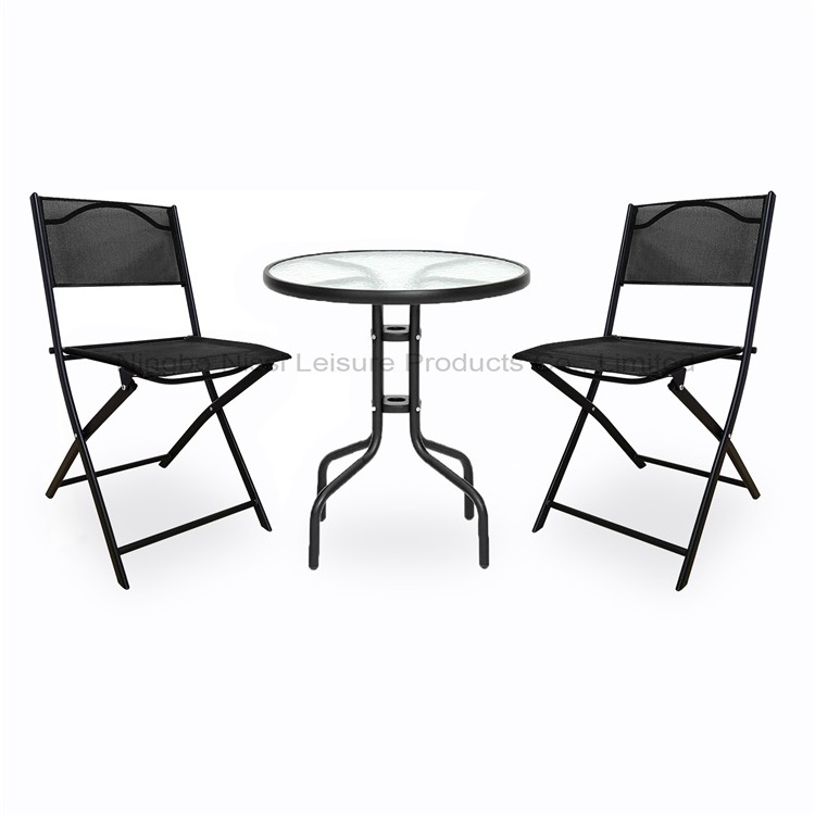 3 Piece Outdoor Metal Steel Frame Patio Garden Backyard Bistro Set Balcony Furniture