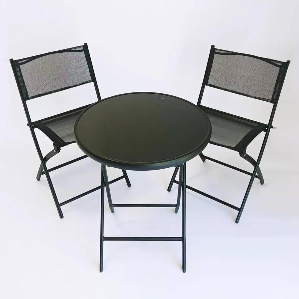 French Style Black Foldable Balcony Bistro Table Sets Apartment Balcony Backyard Patio Furniture