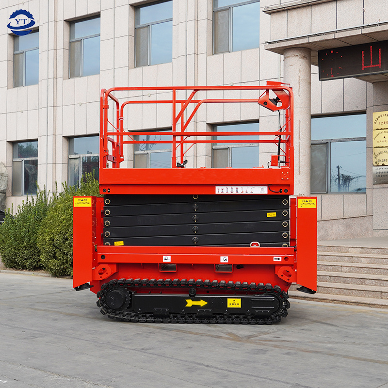 450Kg 8m rough terrain tracked crawler scissor lift hydraulic electric aerial lift platform elevator with outriggers