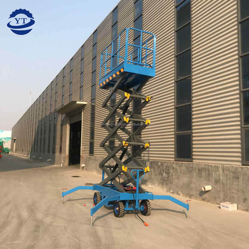 China Hydraulic Aerial Work Truck Mobile Scissor Fork Lift High Building Cleaning Scaffolding