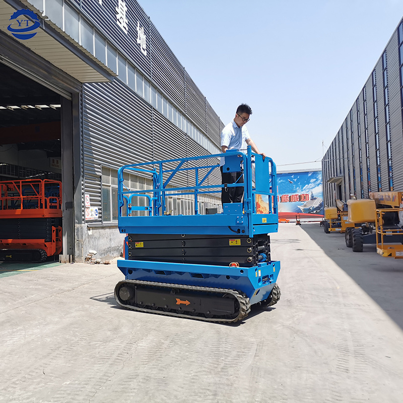 Electric Mobile Crawler Scissor Lift tracked Table movable Portable Warehouse With Hydraulic Outriggers