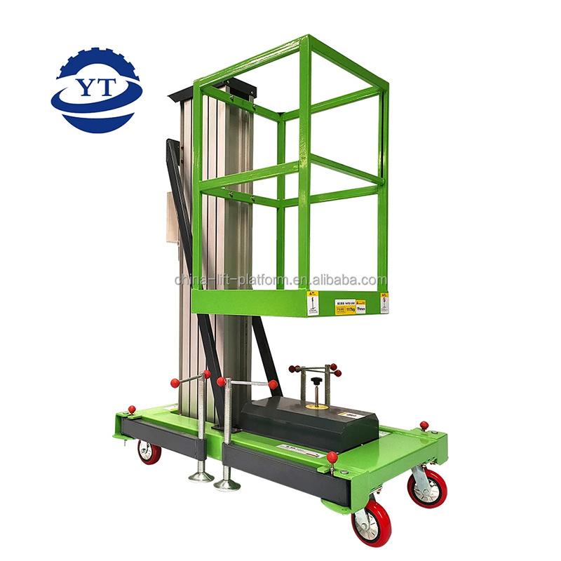 hydraulic Single Mast Vertical Manual Aluminum Work Platform