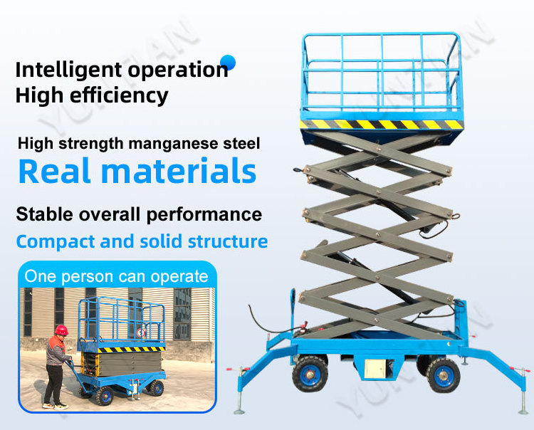 China Hydraulic Aerial Work Truck Mobile Scissor Fork Lift High Building Cleaning Scaffolding