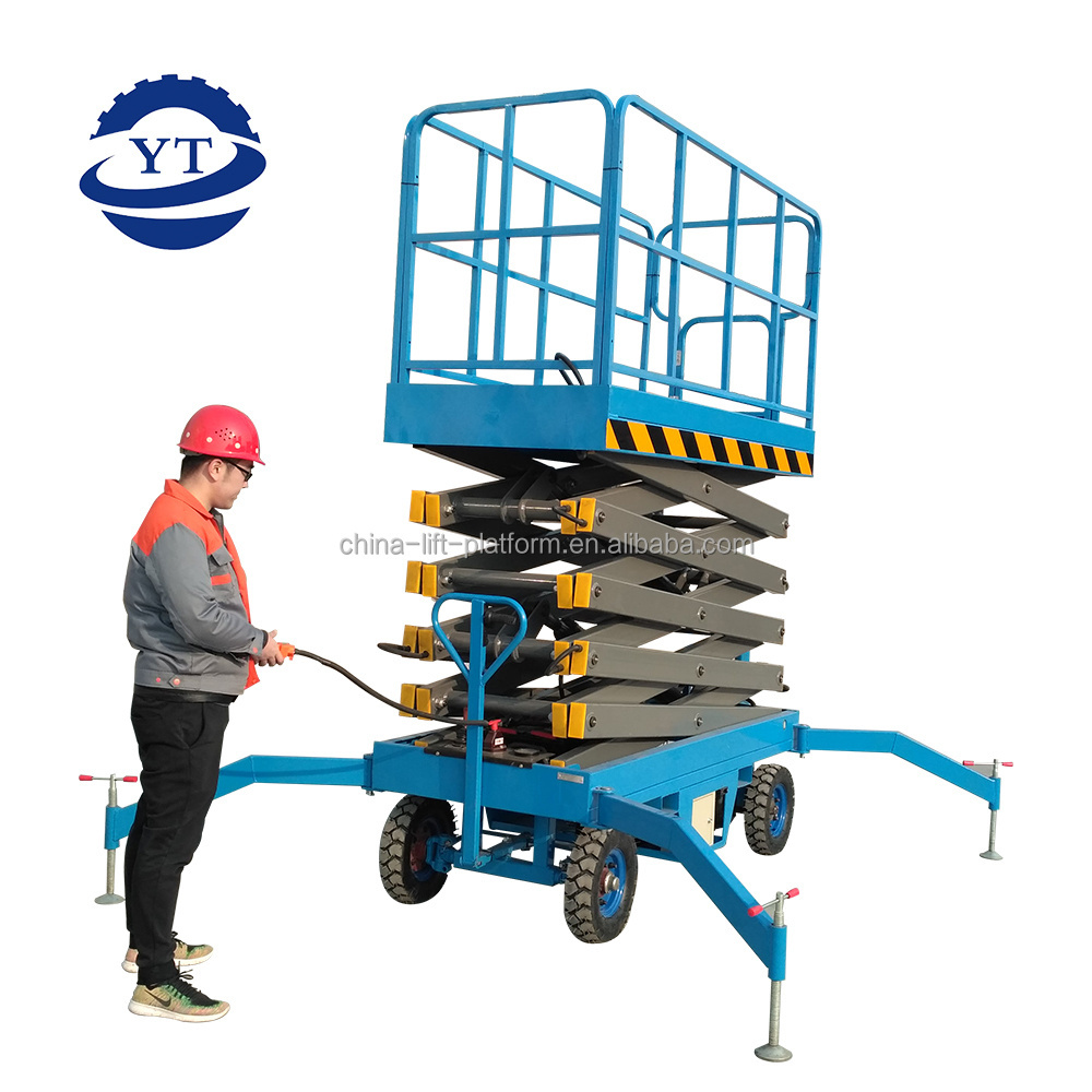 China Hydraulic Aerial Work Truck Mobile Scissor Fork Lift High Building Cleaning Scaffolding