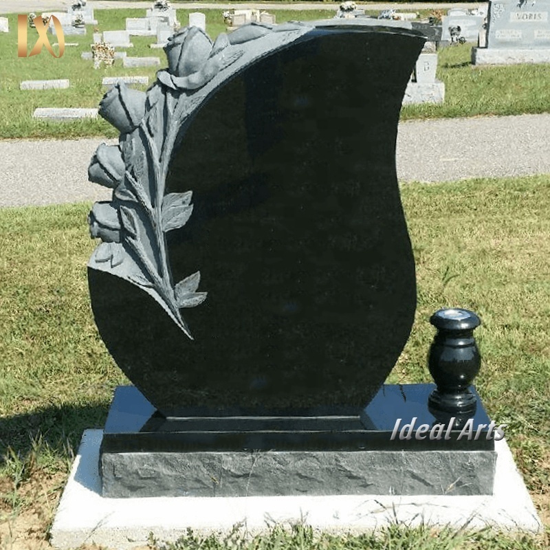 Ideal Arts Factory Cheap Price pink granite carved tree headstone rose flower engraving tombstone headstones in america