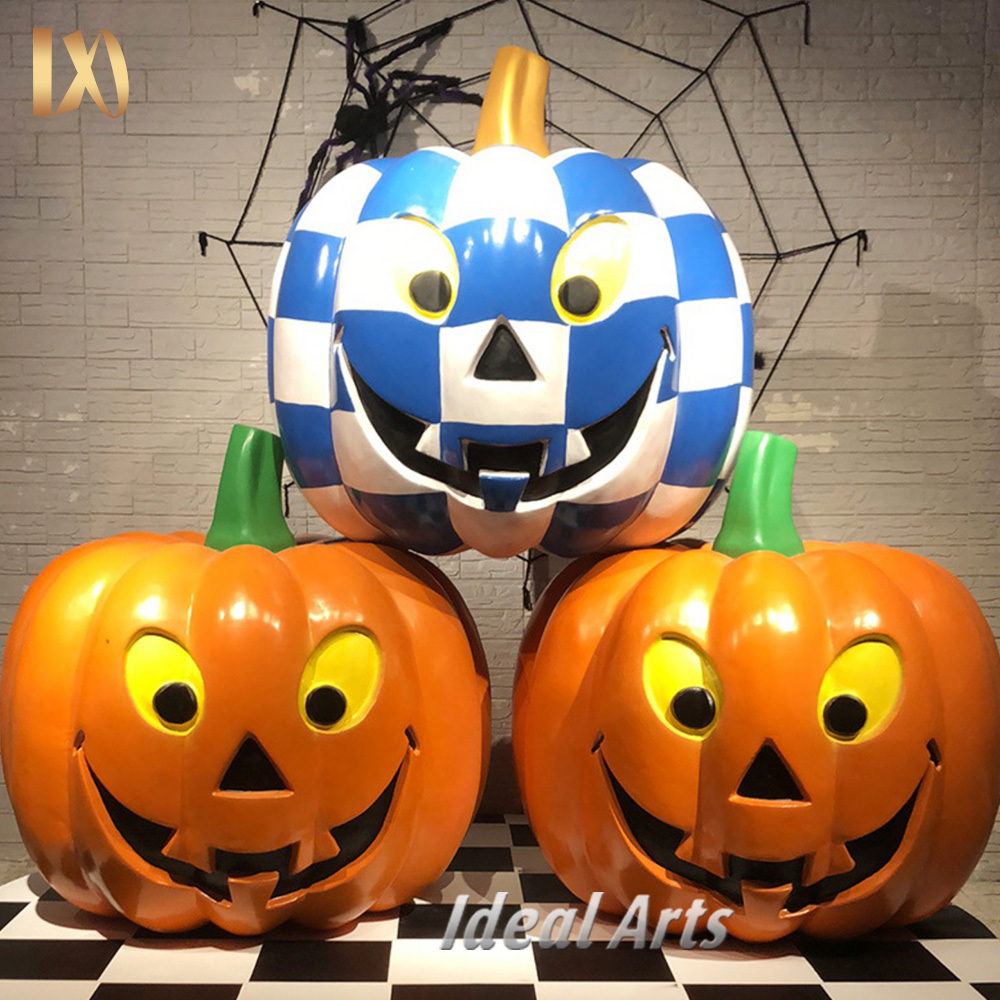 custom modern decorated halloween pumpkin resin statue sculpture