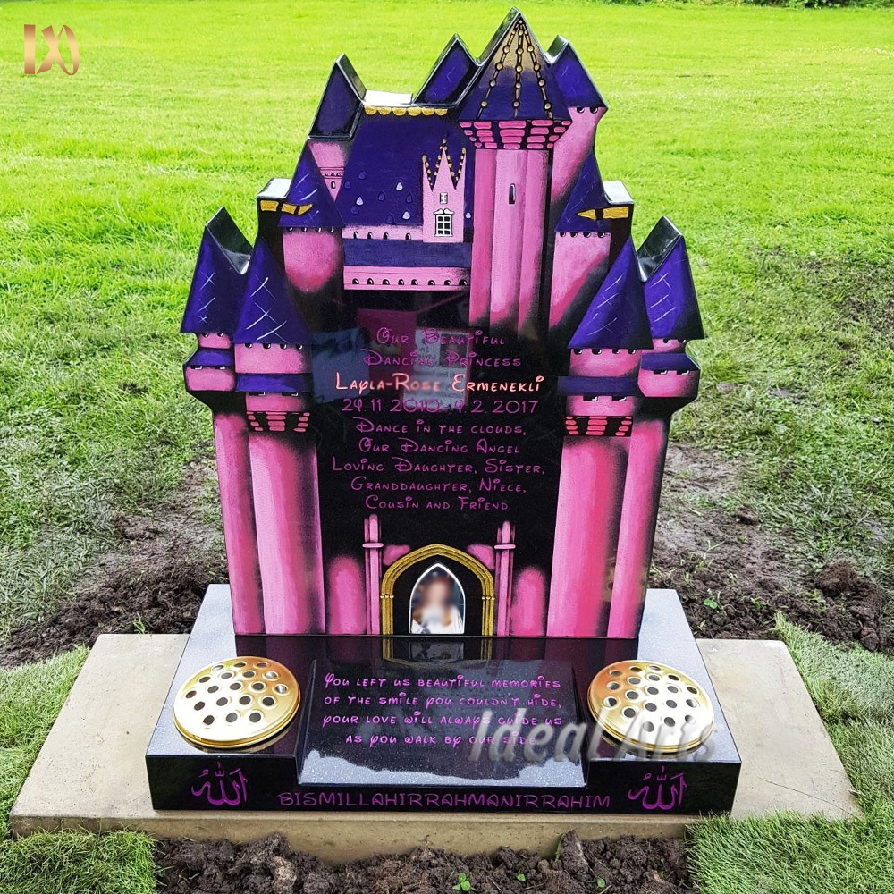 modern stone black granite castle monument pink baby castle marble headstone and tombstones