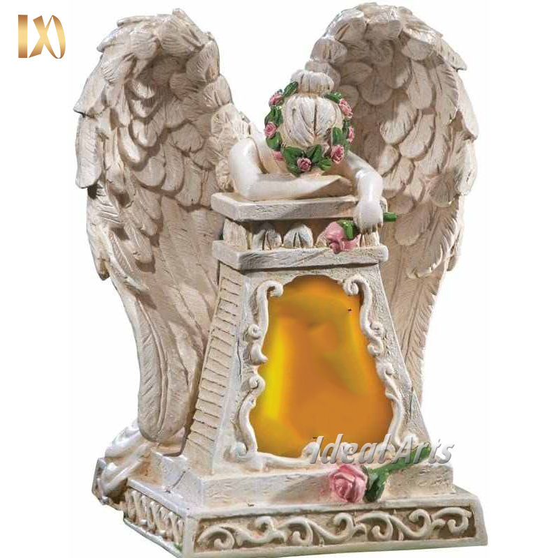 Factory Outlet Natural Marble Crying Angel Wing Statue Headstone