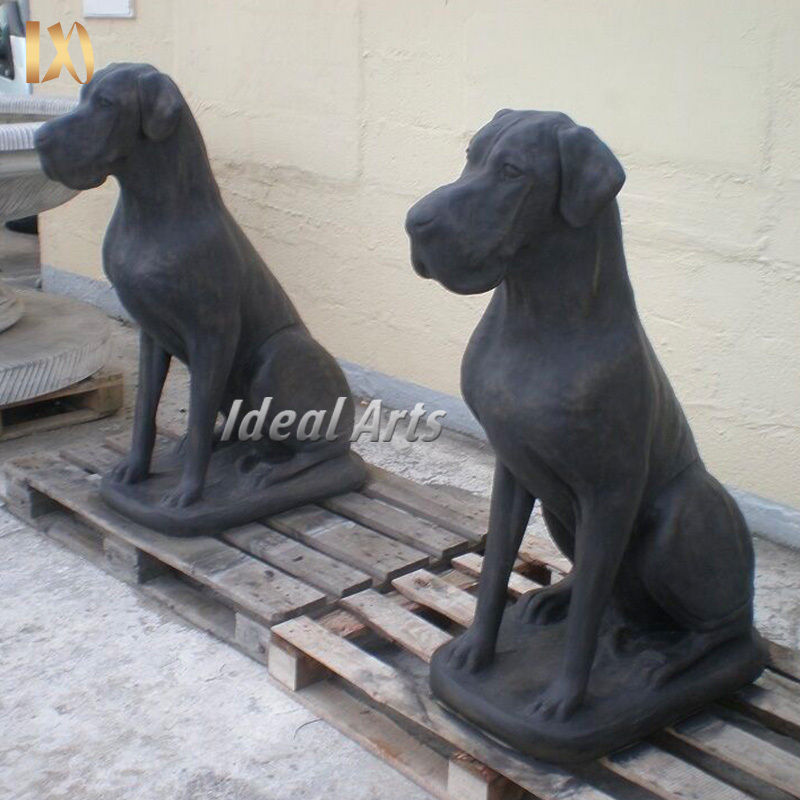 Ideal Arts Custom outdoor garden dog metal sculptures life size bronze great dane dog statue