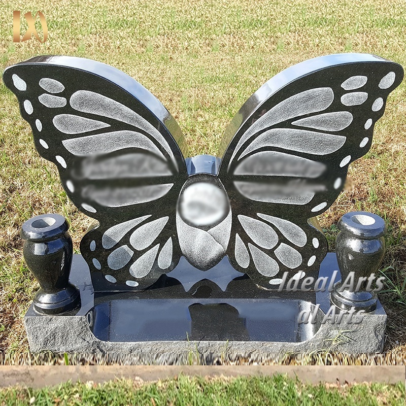 Ideal Arts Factory  cheap price butterfly headstones black granite headstones with butterflies