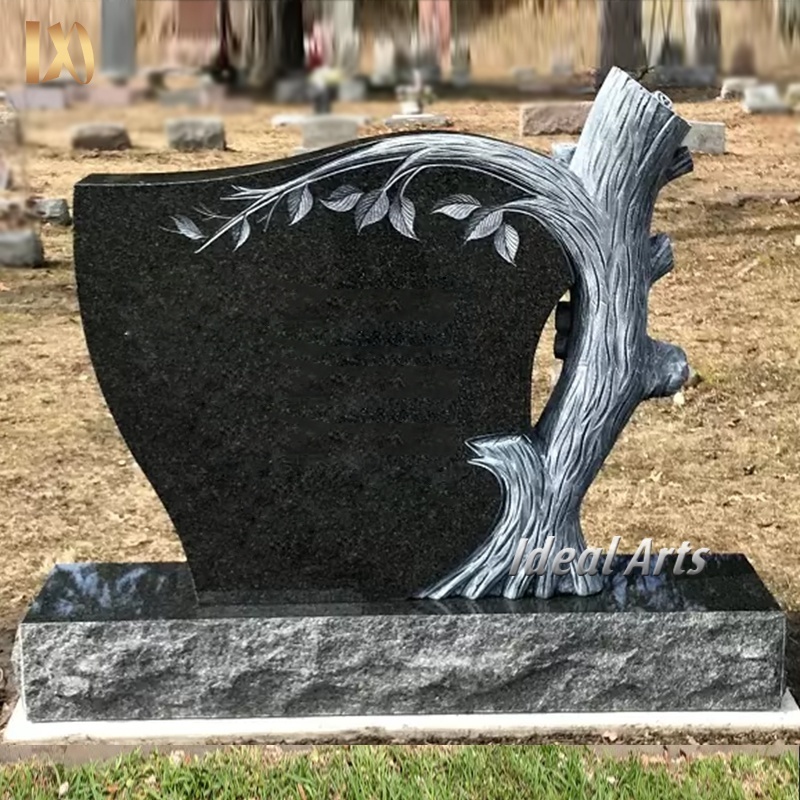 Ideal Arts Factory Cheap Price pink granite carved tree headstone rose flower engraving tombstone headstones in america