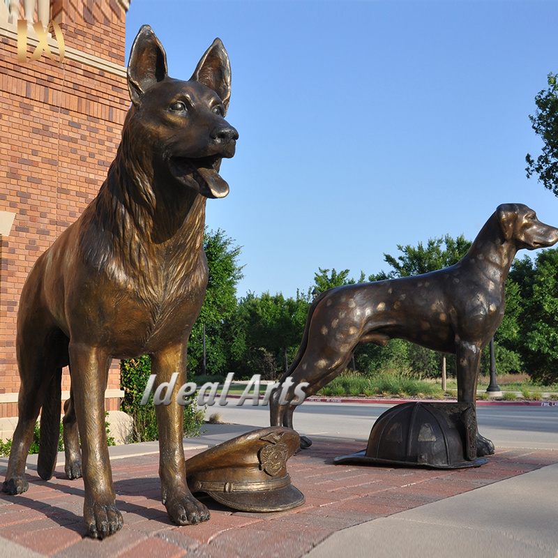 Ideal Arts Casting modern garden metal animal bronze dog sculpture german shepherd statue