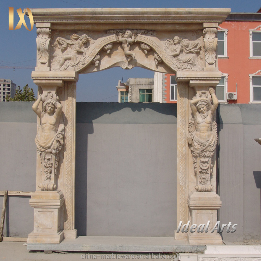 Ideal arts Luxury Decorative White Stone Carved Marble Arch Door Surround Frame