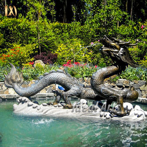 Outdoor Decoration Life Size Chinese Metal Bronze Dragon Statue Water Fountain