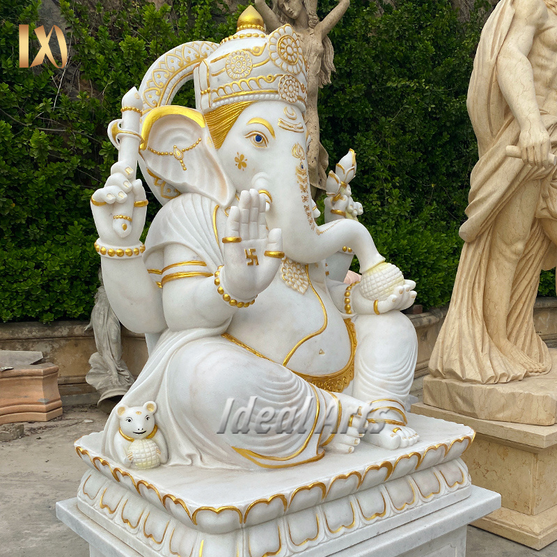 Large outdoor garden stone natural marble hindu god ganesh statue sculpture for sale