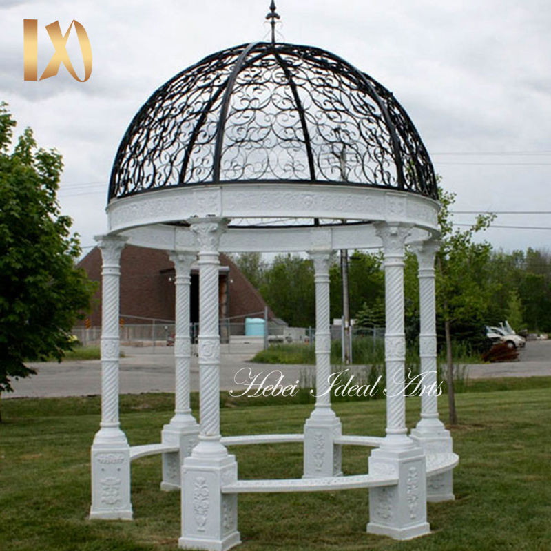 Ideal Arts factory direct sale garden round metal cast iron gazebo Solid roof gazebo for sell