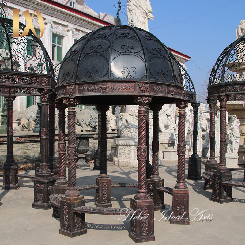 Ideal Arts factory direct sale garden round metal cast iron gazebo Solid roof gazebo for sell