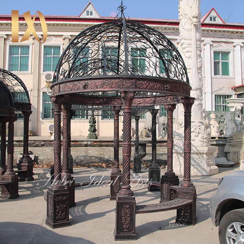 Ideal Arts factory direct sale garden round metal cast iron gazebo Solid roof gazebo for sell