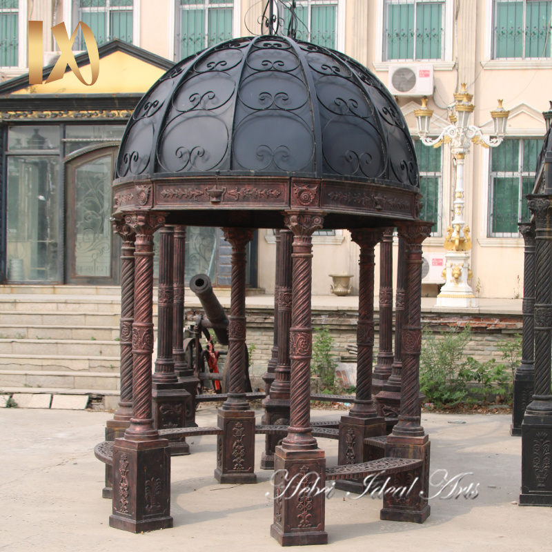 Ideal Arts factory direct sale garden round metal cast iron gazebo Solid roof gazebo for sell