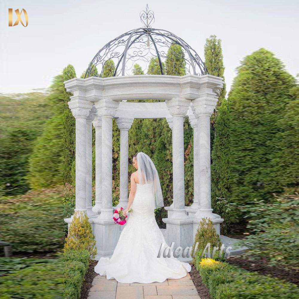 high quality outdoor garden white stone marble dome pavilion column gazebo for wedding