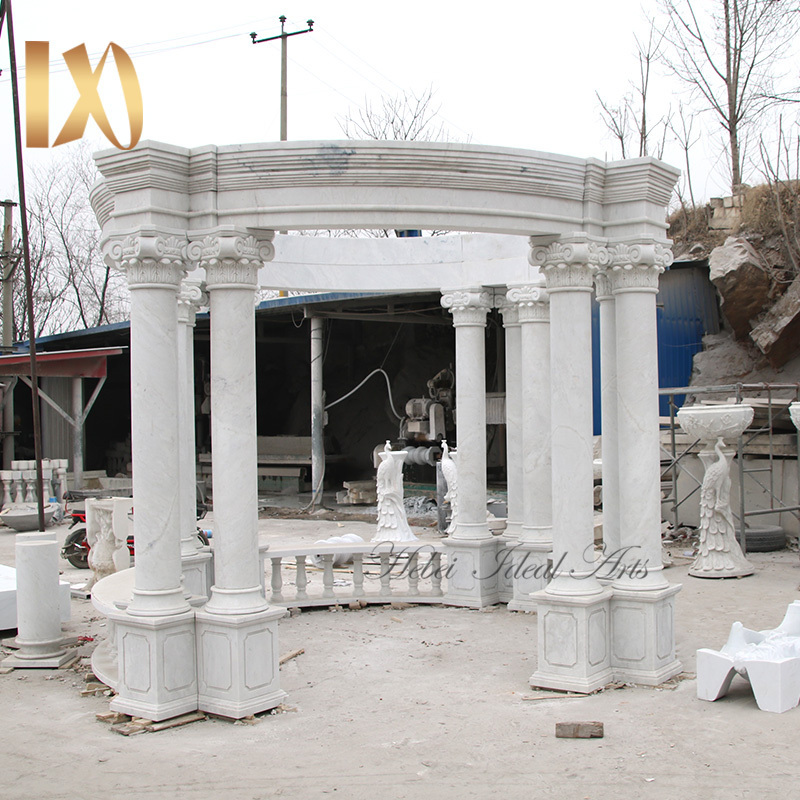 high quality outdoor garden white stone marble dome pavilion column gazebo for wedding