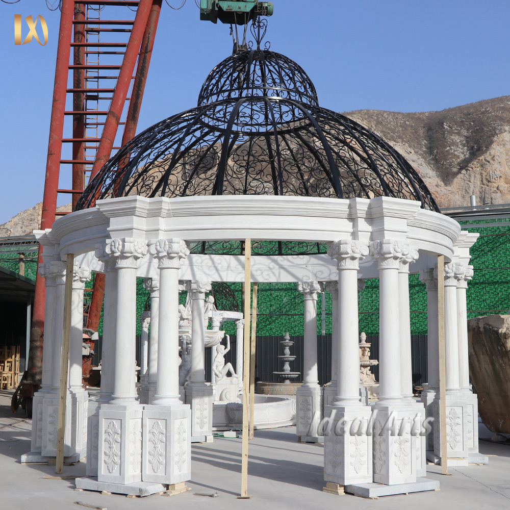 high quality outdoor garden white stone marble dome pavilion column gazebo for wedding