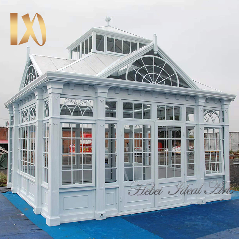 Park decoration wrought iron gazebo with glass victorian greenhouse iron gazebo