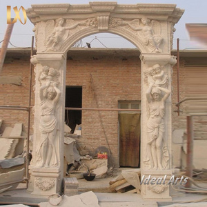 Ideal arts Luxury Decorative White Stone Carved Marble Arch Door Surround Frame