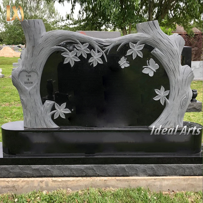 Ideal Arts high quality black russian motorcycle cemetery tombstone monuments marble cremation headstone