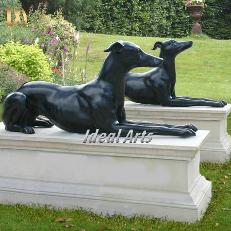 Ideal Art Modern Outdoor Garden Statue Decoration Bronze Greyhound Life Size Dog Statue Sculpture