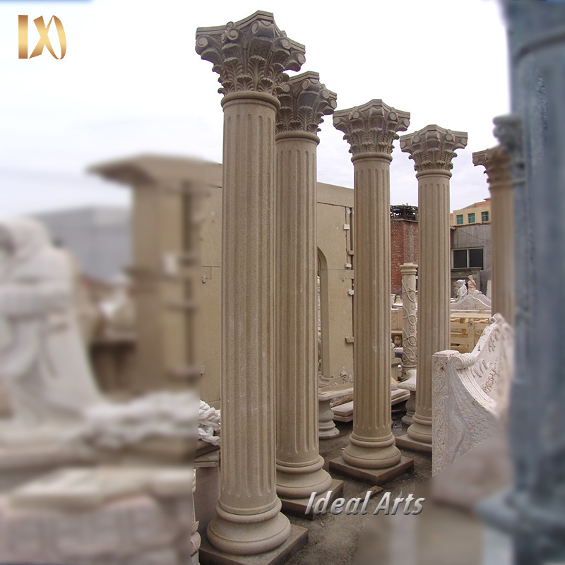 Factory Direct Sale Antique Style Hand Carved Natural Stone Custom Design Large Marble Column